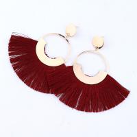 Zinc Alloy Tassel Earring with Cotton Thread gold color plated Bohemian style & for woman nickel lead & cadmium free Sold By Pair