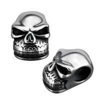 Stainless Steel Large Hole Beads, Skull, original color, 12.50x17x10mm, Hole:Approx 6mm, Approx 10PCs/Lot, Sold By Lot
