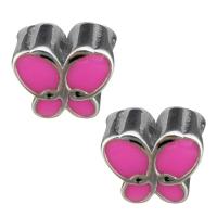 Stainless Steel Large Hole Beads with enamel Butterfly original color Approx 5.5mm Approx Sold By Lot