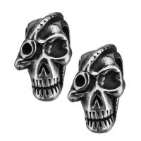 Stainless Steel Large Hole Beads, Skull, blacken, original color, 12x19x11.50mm, Hole:Approx 6mm, Approx 10PCs/Lot, Sold By Lot