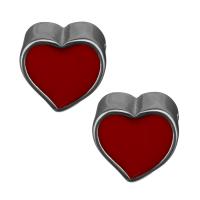 Stainless Steel Large Hole Beads Heart enamel original color Approx 5.5mm Approx Sold By Lot
