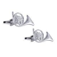 Brass Cufflinks, Musical Instrument, silver color plated, Unisex, nickel, lead & cadmium free, 20x15mm, Sold By PC