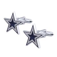 Brass Cufflinks Star silver color plated Unisex & enamel blue nickel lead & cadmium free Sold By PC