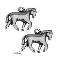 Aço inoxidável animal Pingentes, Cavalo, cor original, 16x13x2.50mm, Buraco:Aprox 1.5mm, Aprox 10PCs/Lot, vendido por Lot