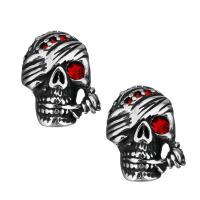Stainless Steel Large Hole Beads, Skull, with rhinestone, original color, 16x21x13mm, Hole:Approx 6mm, Approx 10PCs/Lot, Sold By Lot