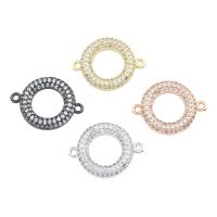 Brass Jewelry Connector, Donut, plated, micro pave cubic zirconia & 1/1 loop, more colors for choice, nickel, lead & cadmium free, 19x15x3mm, Hole:Approx 1mm, Sold By PC