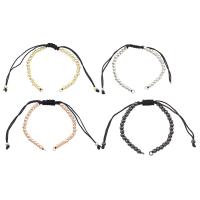 Brass Bracelet Findings, with Nylon Cord, with 12cm extender chain, plated, adjustable, more colors for choice, nickel, lead & cadmium free, 4mm, Hole:Approx 3mm, Sold Per Approx 4.7 Inch Strand