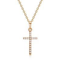 Brass Cross Pendants plated for woman & with rhinestone nickel lead & cadmium free 28mmx12mm Sold By PC