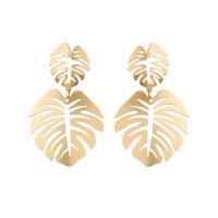 Zinc Alloy Drop Earrings Leaf plated for woman & hollow nickel lead & cadmium free 70*45mm Sold By Pair