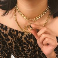Zinc Alloy smykker halskæde, Heart, forgyldt, Dobbelt lag & twist oval kæde & for kvinde, flere farver til valg, bly & cadmium fri, Solgt Per Ca. 13.1 inch Strand