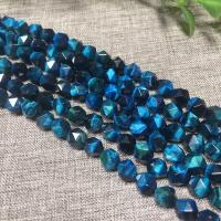 Tigerauge Perlen, natürlich, DIY & verschiedene Größen vorhanden & facettierte, pfauenblau, verkauft per ca. 15 ZollInch Strang