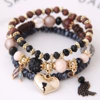Zinc Alloy Bracelet with Crystal three layers & for woman nickel lead & cadmium free Sold Per Approx 6.69 Inch Strand