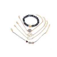 Tibetan Style Bracelet Set, with 7cm extender chain, gold color plated, 5 pieces & for woman & with rhinestone, nickel, lead & cadmium free, Length:Approx 7.09 Inch, 5Strands/Set, Sold By Set