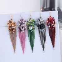 Brass Tassel Earring with Quartz plated for woman nickel lead & cadmium free Sold By Pair