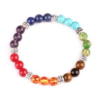Gemstone Bracelets silver color plated natural & Unisex multi-colored 200mm 8mm Sold Per Approx 7.8 Inch Strand