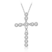 Zinc Alloy Cross Pendants platinum color plated Unisex & with rhinestone nickel lead & cadmium free 35mmx25mm Sold By PC