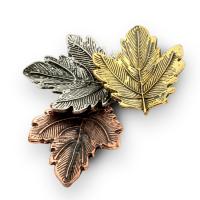 Zinc Alloy Brooches Maple Leaf plated Unisex mixed colors nickel lead & cadmium free 50mmx44mm Sold By Lot