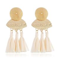 Zinc Alloy Tassel Earring with Rafi Straw gold color plated Bohemian style & for woman nickel lead & cadmium free 78mmx37mm Sold By Pair