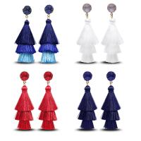 Tibetan Style Tassel Earring, gold color plated, for woman, more colors for choice, nickel, lead & cadmium free, 90mm, Sold By Pair