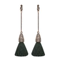 Zinc Alloy Tassel Earring with Cotton Thread gold color plated for woman nickel lead & cadmium free 115mm Sold By Pair
