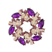 Tibetan Style Brooches, Flower, gold color plated, for woman & with rhinestone, nickel, lead & cadmium free, 50mm, Sold By PC