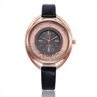 Women Wrist Watch Zinc Alloy with acrylic rhinestone & PU Leather & Glass Flat Round plated for woman lead & cadmium free Length Approx 8.5 Inch Sold By PC