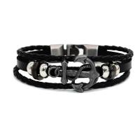 PU Leather Cord Bracelets with Zinc Alloy & for man nickel lead & cadmium free Sold Per Approx 7.8 Inch Strand