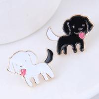 Tibetan Style Asymmetric Stud Earrings, Dog, gold color plated, for woman & enamel, nickel, lead & cadmium free, 15x20mm, Sold By Pair