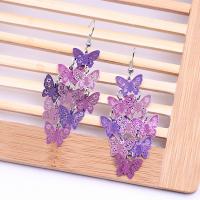 Brass Drop Earring, Butterfly, plated, stoving varnish & for woman, more colors for choice, nickel, lead & cadmium free, 120*36mm, Sold By Pair