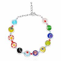 Lampwork Bracelets with 316 Stainless Steel with 5cm extender chain handmade for woman multi-colored 165mm Sold By Strand