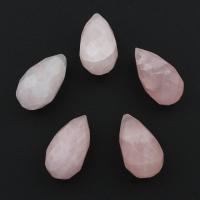 Rose Quartz Κρεμαστό κόσμημα, Teardrop, πολύπλευρη, ροζ, 11x20mm, Τρύπα:Περίπου 1mm, 5PCs/τσάντα, Sold Με τσάντα