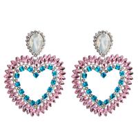 Zinc Alloy Drop Earrings with Acrylic Heart for woman & with rhinestone Sold By Pair