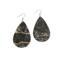 PU Leather Drop Earring Teardrop gradient color & for woman nickel lead & cadmium free 55mm Sold By Pair