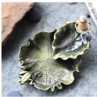 Backflow Incense Burner Zinc Alloy Lotus Leaf antique bronze color plated nickel lead & cadmium free Sold By PC