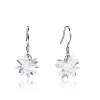 Zinc Alloy Drop Earrings Snowflake silver color plated for woman & with cubic zirconia nickel lead & cadmium free 12*26mm Sold By Pair