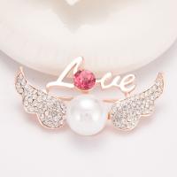 Zinc Alloy Brooches with ABS Plastic Pearl Angel Wing plated with letter pattern & for woman & with rhinestone nickel lead & cadmium free 170mm Sold By PC