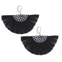 Tibetan Style Tassel Earring, with Cotton Thread, gold color plated, for woman, more colors for choice, nickel, lead & cadmium free, 62mm, Sold By Pair