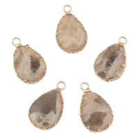 Natural Moonstone Pendant, with Brass, Teardrop, gold color plated, 14x23x7mm, Hole:Approx 3mm, 5PCs/Bag, Sold By Bag