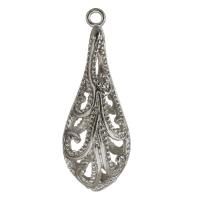 Hollow Brass Pendants, silver color plated, nickel, lead & cadmium free, 13x34x9mm, Hole:Approx 2mm, Approx 100PCs/Lot, Sold By Lot