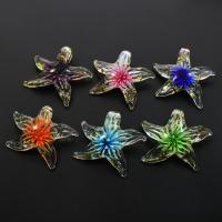 Inner Flower Lampwork Pendants, Starfish, mixed colors, 47x44x14mm, Hole:Approx 7mm, 12PCs/Box, Sold By Box