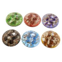 Gold Sand Lampwork Pendants, Flat Round, mixed colors, 50x13mm, Hole:Approx 8mm, 12PCs/Box, Sold By Box