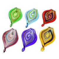 Colgantes de Cristal de Murano con Arena Dorada, color mixto, 45x72x17mm, agujero:aproximado 10mm, 12PCs/Caja, Vendido por Caja