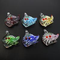 Inner Flower Lampwork Pendants, Mouse, bumpy, mixed colors, 42x42x14mm, Hole:Approx 4mm, 12PCs/Box, Sold By Box