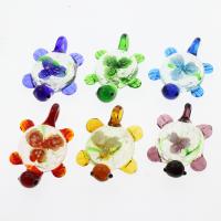Pendentifs Murano fleur intérieure, chalumeau, tortue, cahoteux, couleurs mélangées, 32x45x13mm, Trou:Environ 5mm, 12PC/boîte, Vendu par boîte