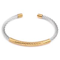 Stainless Steel Cuff Bangle, plated, for woman, 50mm, 5mm, Inner Diameter:Approx 62mm, Sold By Strand
