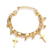 Stainless Steel Jewelry Bracelet stainless steel lobster clasp Cross plated for woman Length Approx 8 Inch Sold By PC