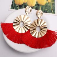 Zinc Alloy Tassel Earring with Cotton Thread zinc alloy post pin for woman lead & cadmium free Sold By Pair