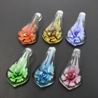 Inner Flower Lampwork Pendants, mixed colors, 32x59x16mm, Hole:Approx 10mm, 12PCs/Box, Sold By Box