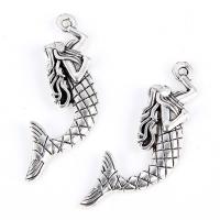 Zinc Alloy Pendants Mermaid antique silver color plated for woman lead & cadmium free 35*16mm Sold By Lot