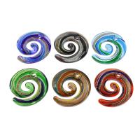 Gold Sand Lampwork Pendants, Helix, silver powder, mixed colors, 47x50x7mm, Hole:Approx 5mm, 12PCs/Box, Sold By Box